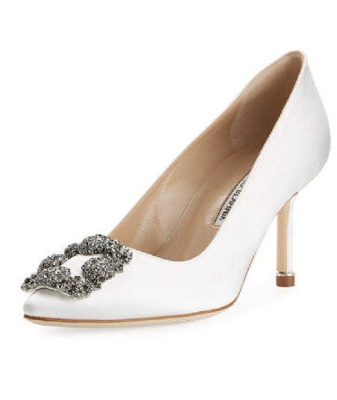 MANOLO BLAHNIK Белые текстильные туфли, фото 4