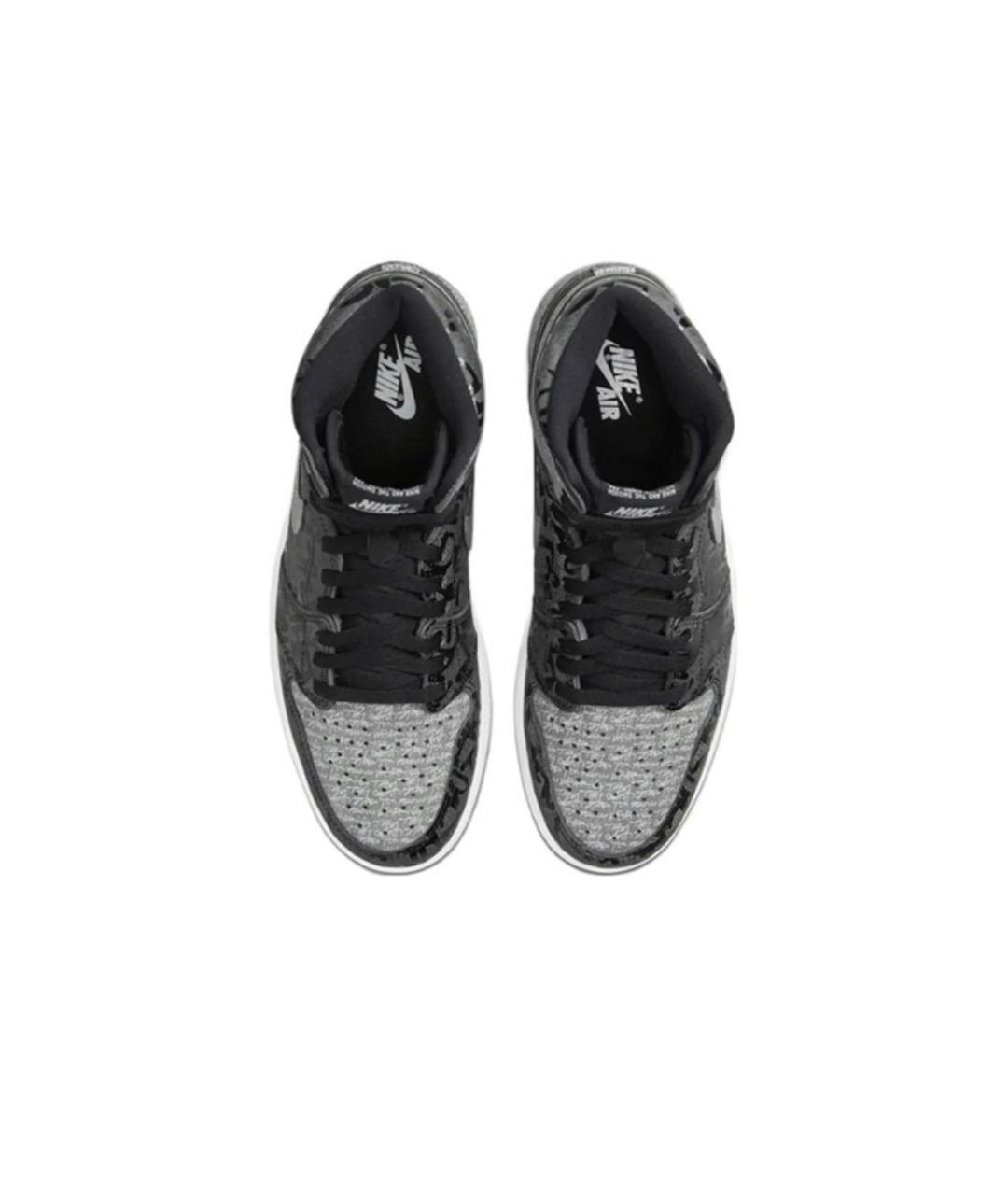 JORDAN Черные кожаные высокие кроссовки / кеды, фото 3