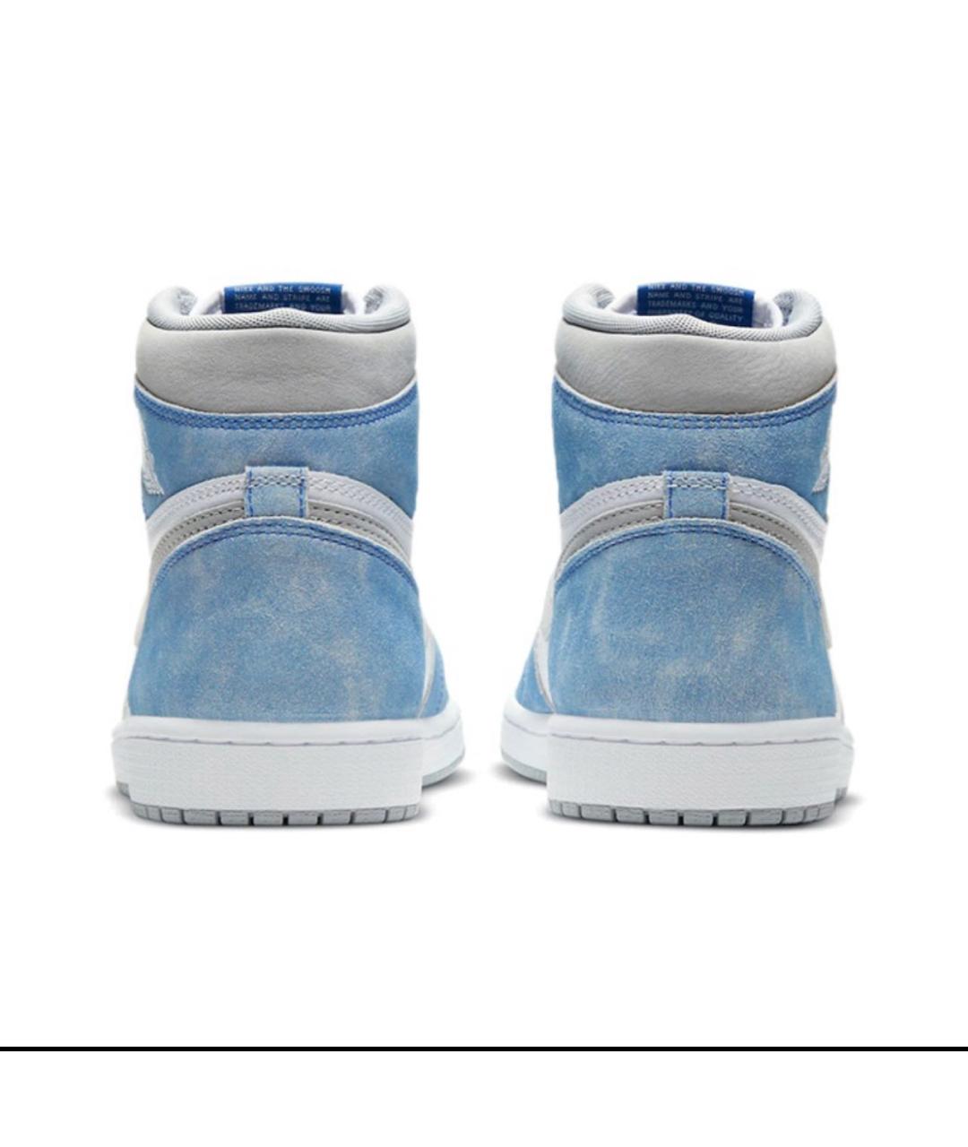 JORDAN Голубые кожаные высокие кроссовки / кеды, фото 4