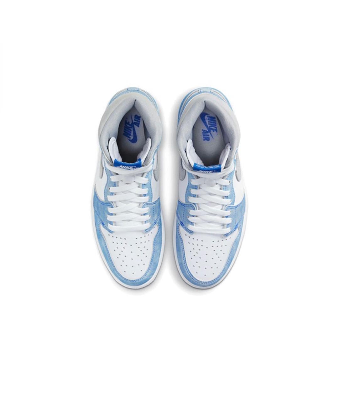 JORDAN Голубые кожаные высокие кроссовки / кеды, фото 3