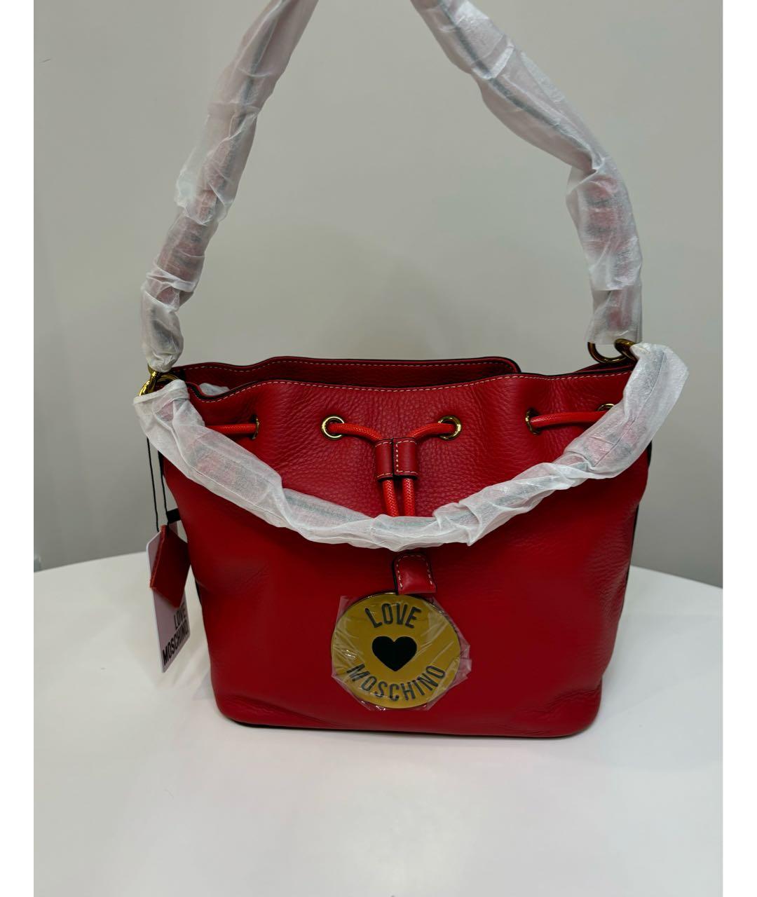 LOVE MOSCHINO Красная кожаная сумка через плечо, фото 3