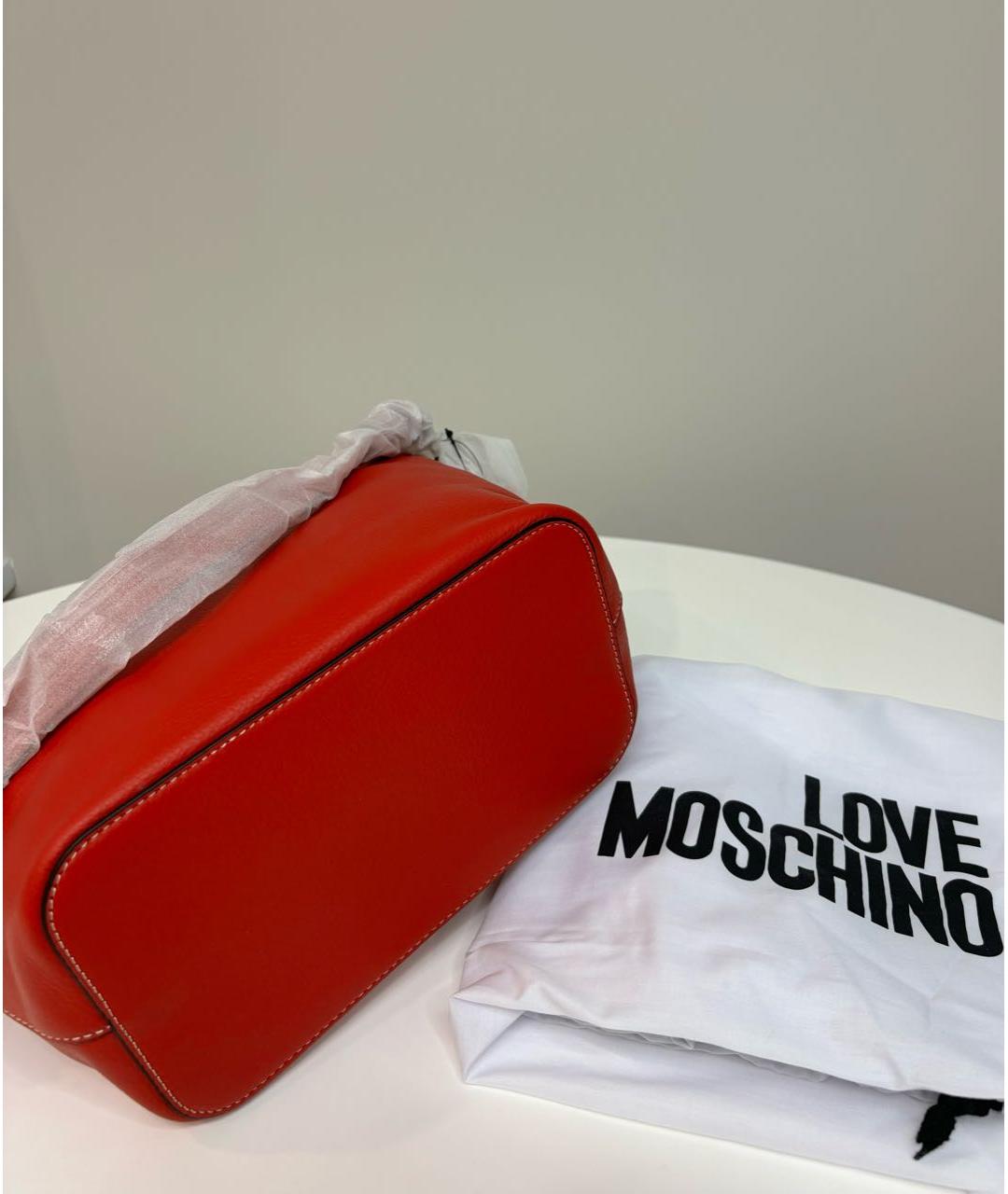 LOVE MOSCHINO Красная кожаная сумка через плечо, фото 6