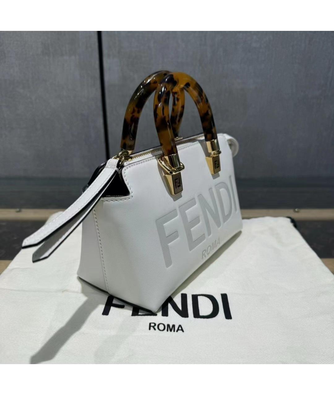 FENDI Белая кожаная сумка тоут, фото 5