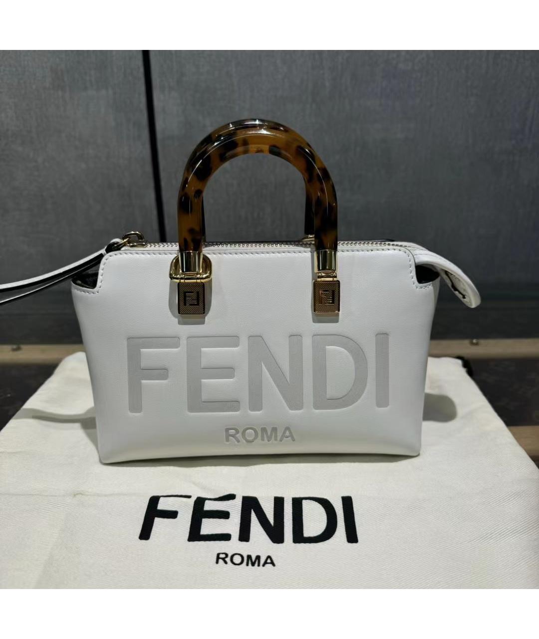 FENDI Белая кожаная сумка тоут, фото 9