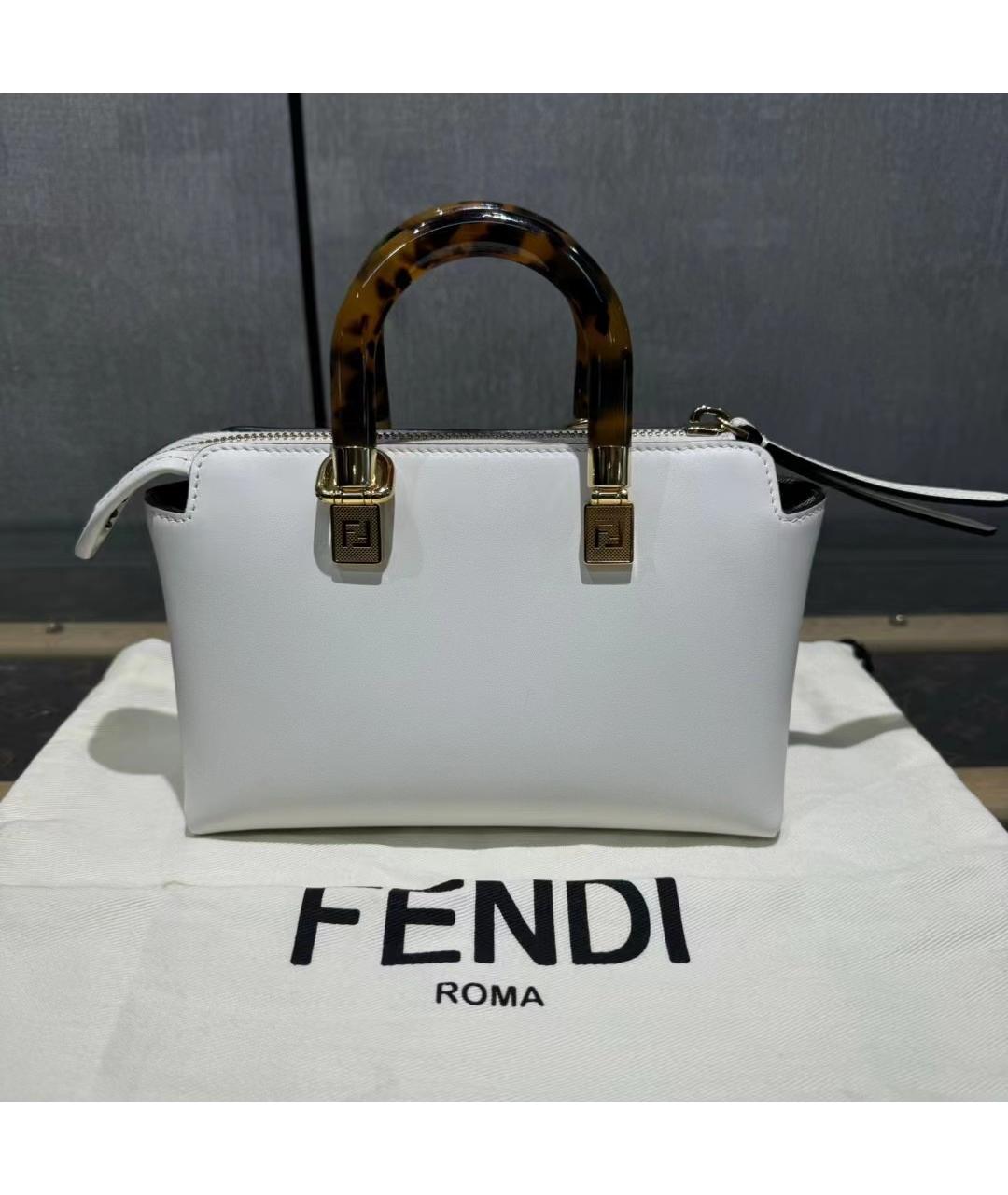 FENDI Белая кожаная сумка тоут, фото 3