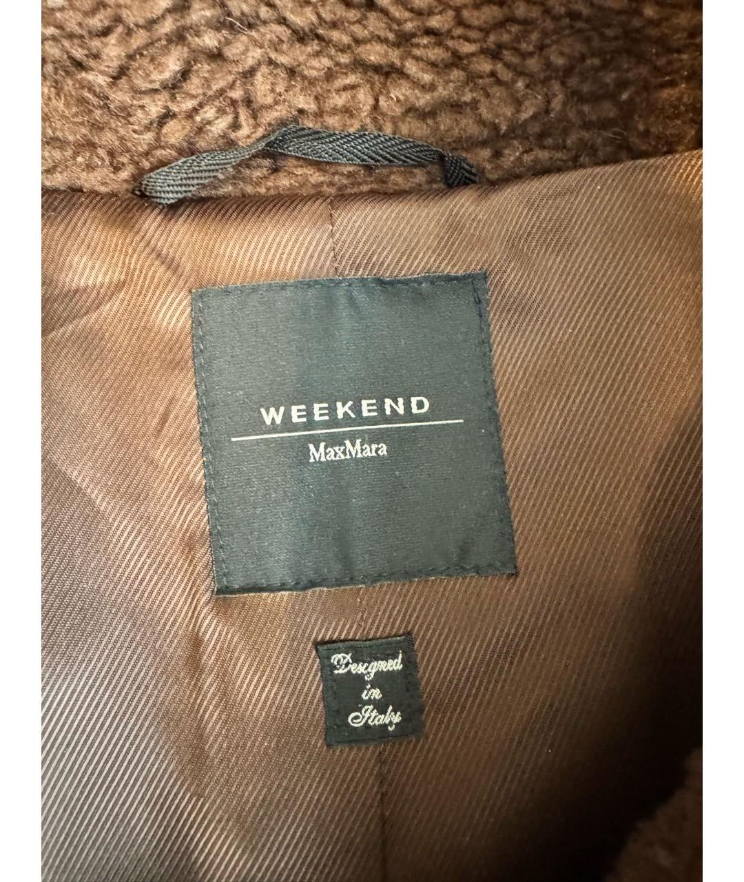 WEEKEND MAX MARA Коричневая шерстяная шуба, фото 5