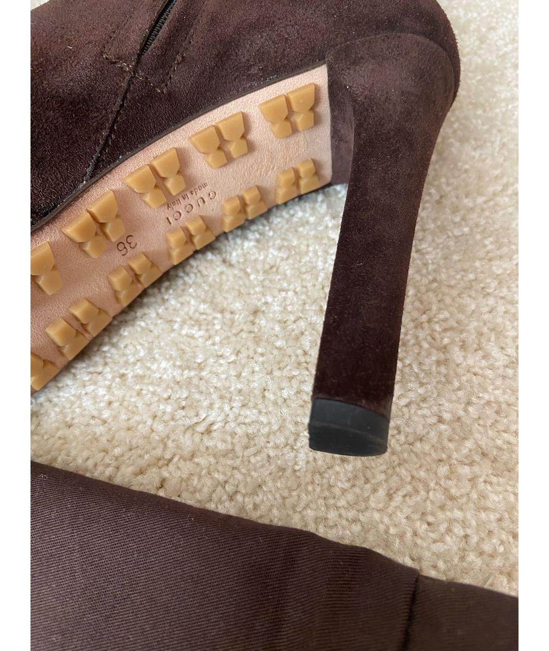 GUCCI Коричневые замшевые сапоги, фото 4