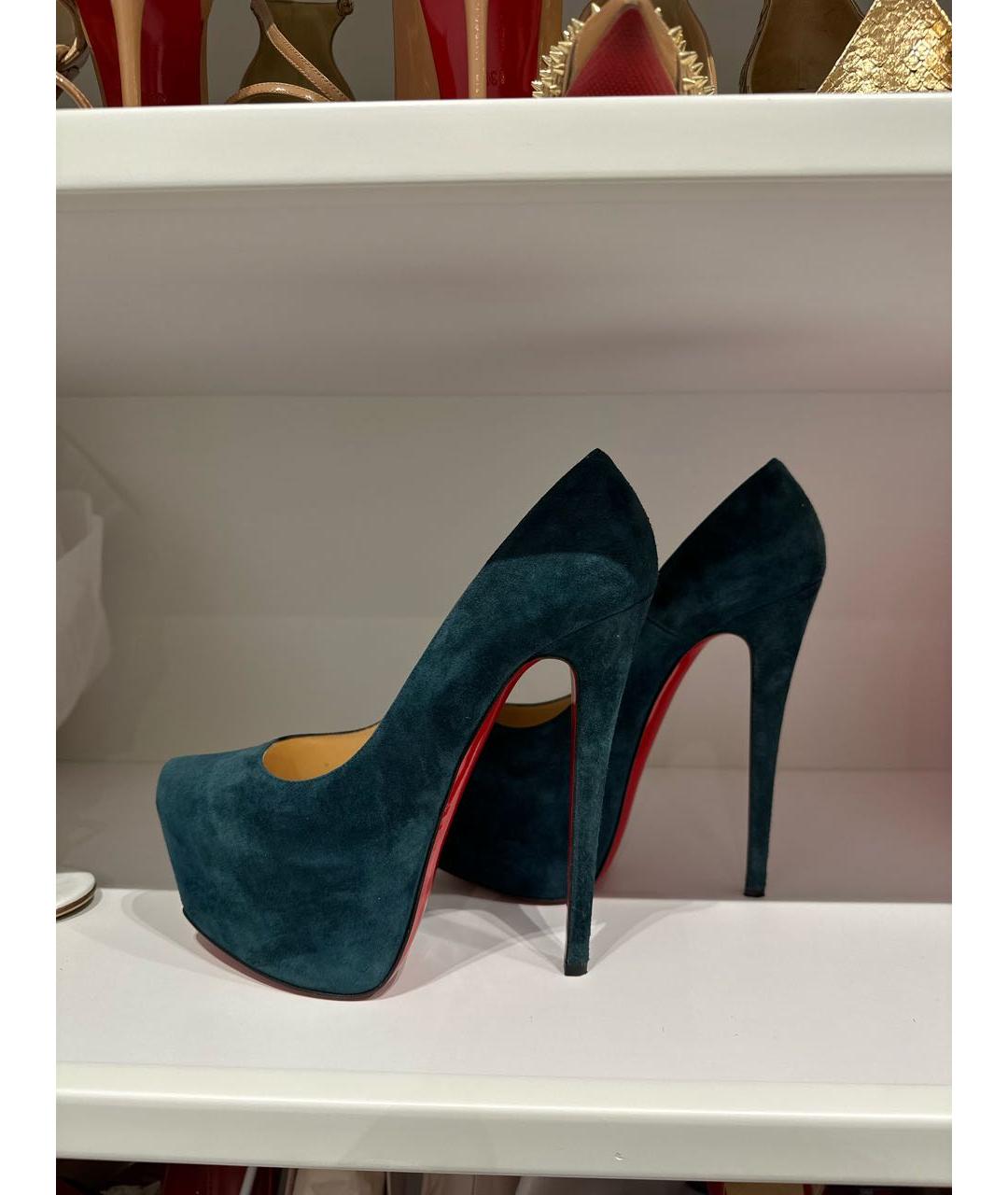 CHRISTIAN LOUBOUTIN Зеленые замшевые туфли, фото 5