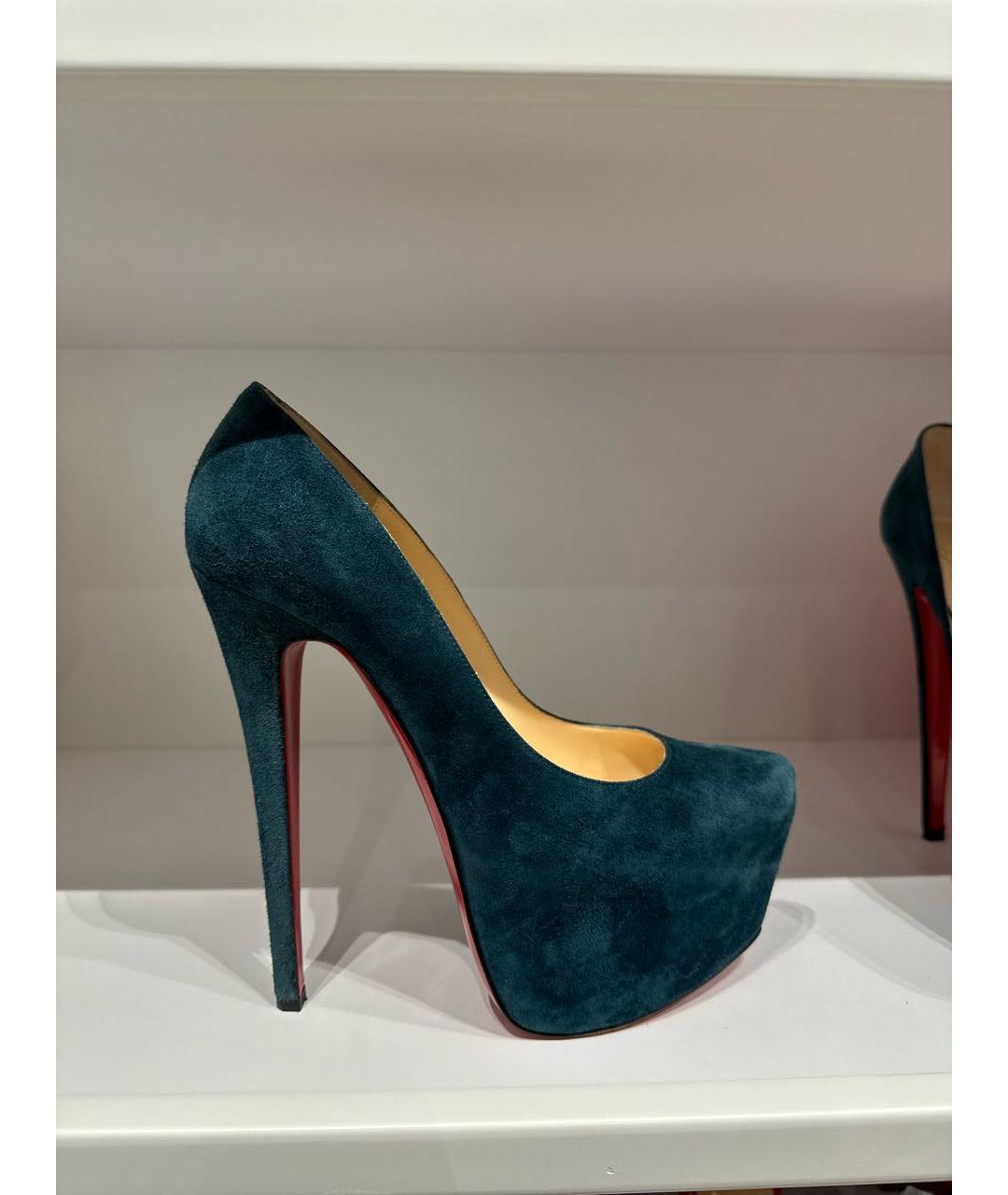 CHRISTIAN LOUBOUTIN Зеленые замшевые туфли, фото 8