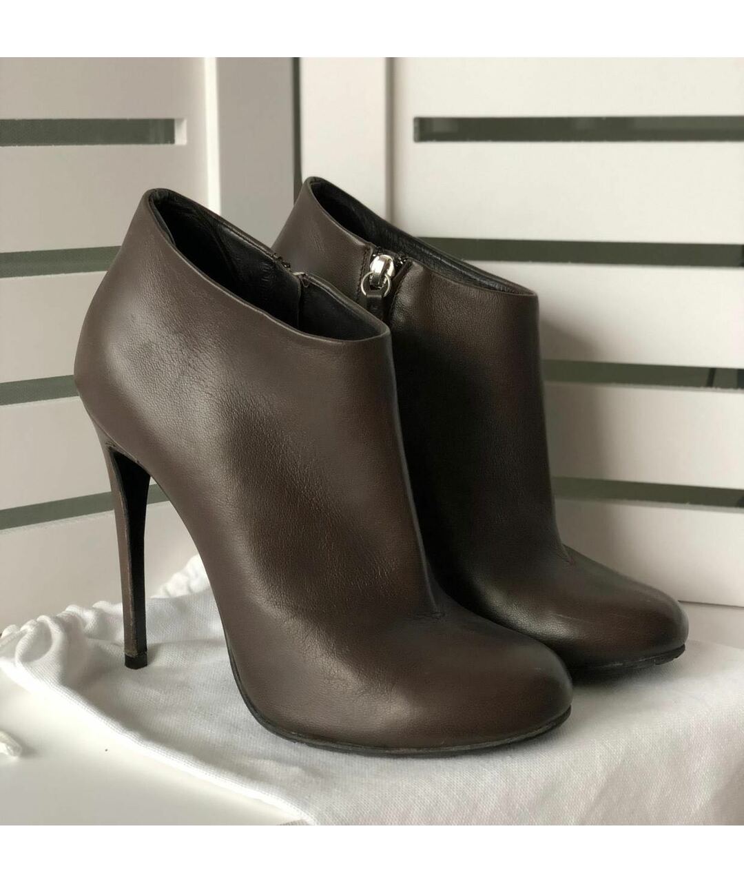 GIUSEPPE ZANOTTI DESIGN Коричневые кожаные ботильоны, фото 9