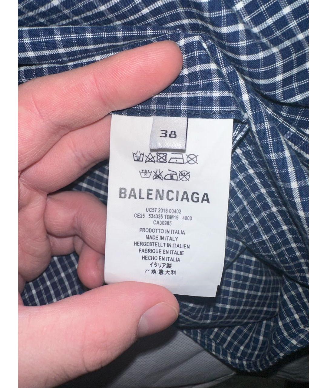 BALENCIAGA Синяя хлопковая футболка, фото 5