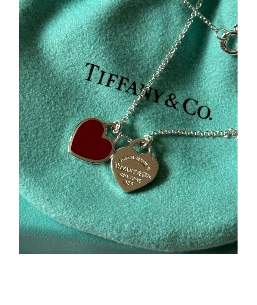 TIFFANY&CO Бордовая серебряная подвеска, фото 9