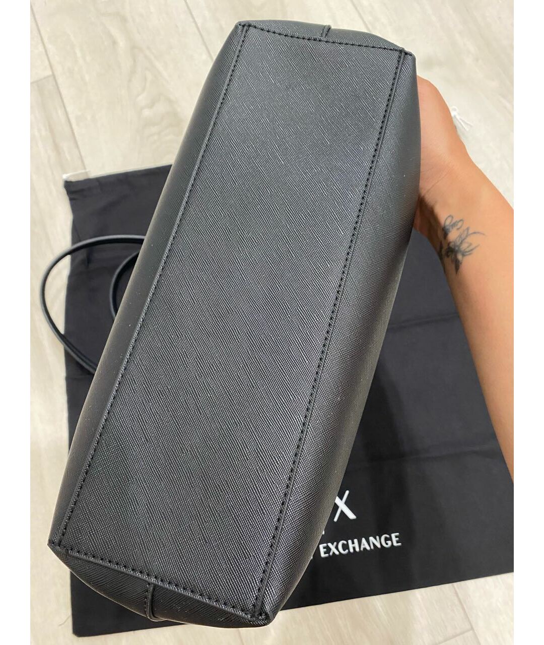 ARMANI EXCHANGE Черная кожаная сумка тоут, фото 6