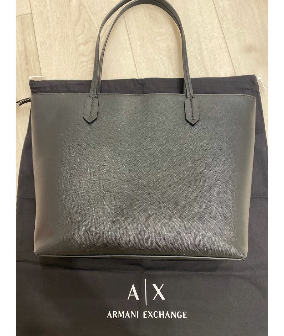 ARMANI EXCHANGE Черная кожаная сумка тоут, фото 3