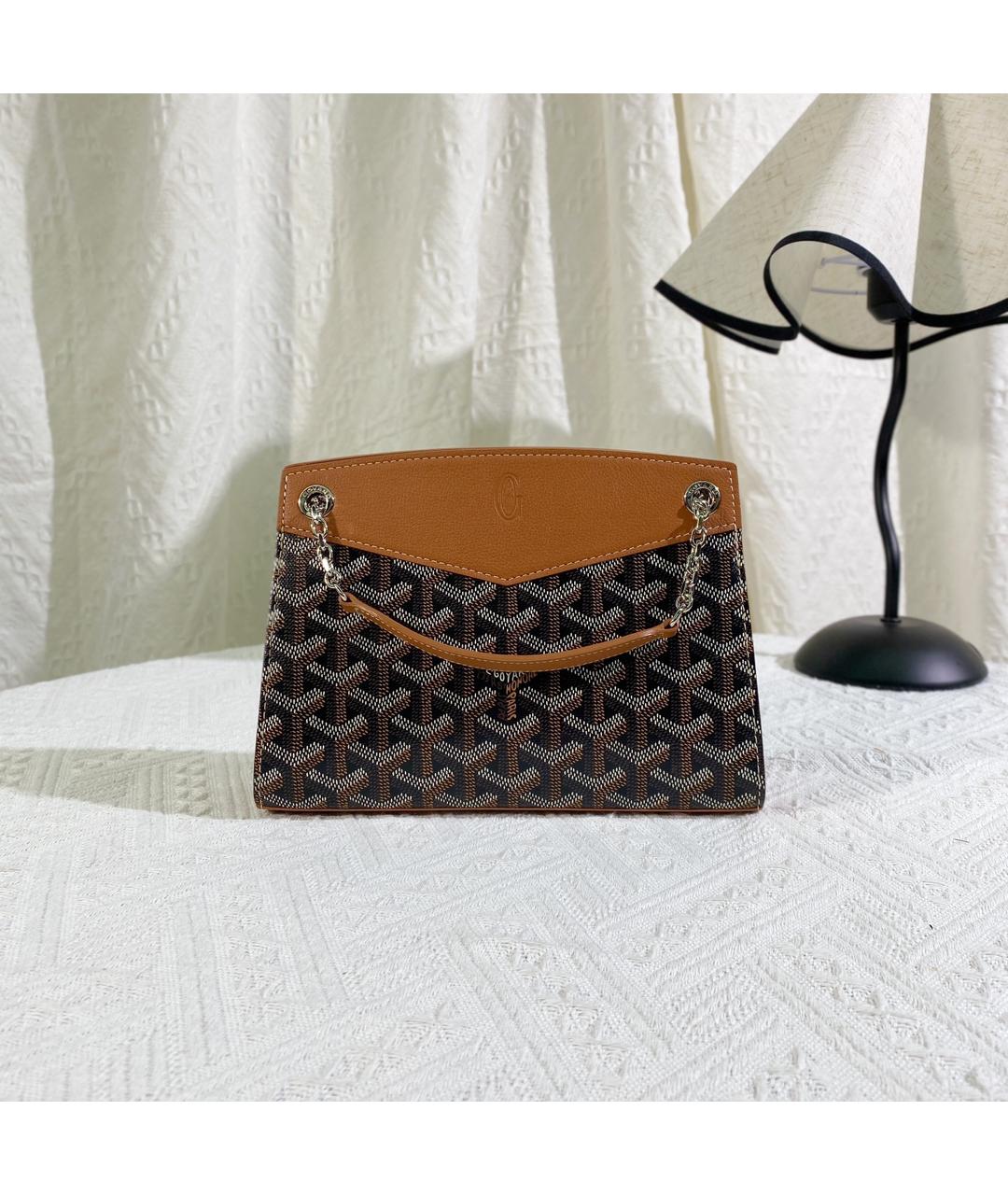 GOYARD Коричневая сумка с короткими ручками из искусственной кожи, фото 2