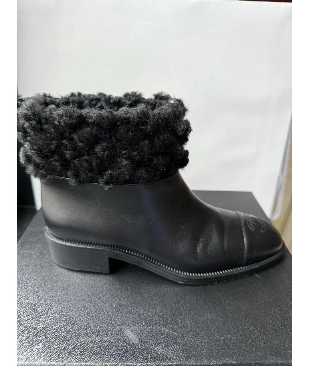 CHANEL Черные кожаные ботинки, фото 5