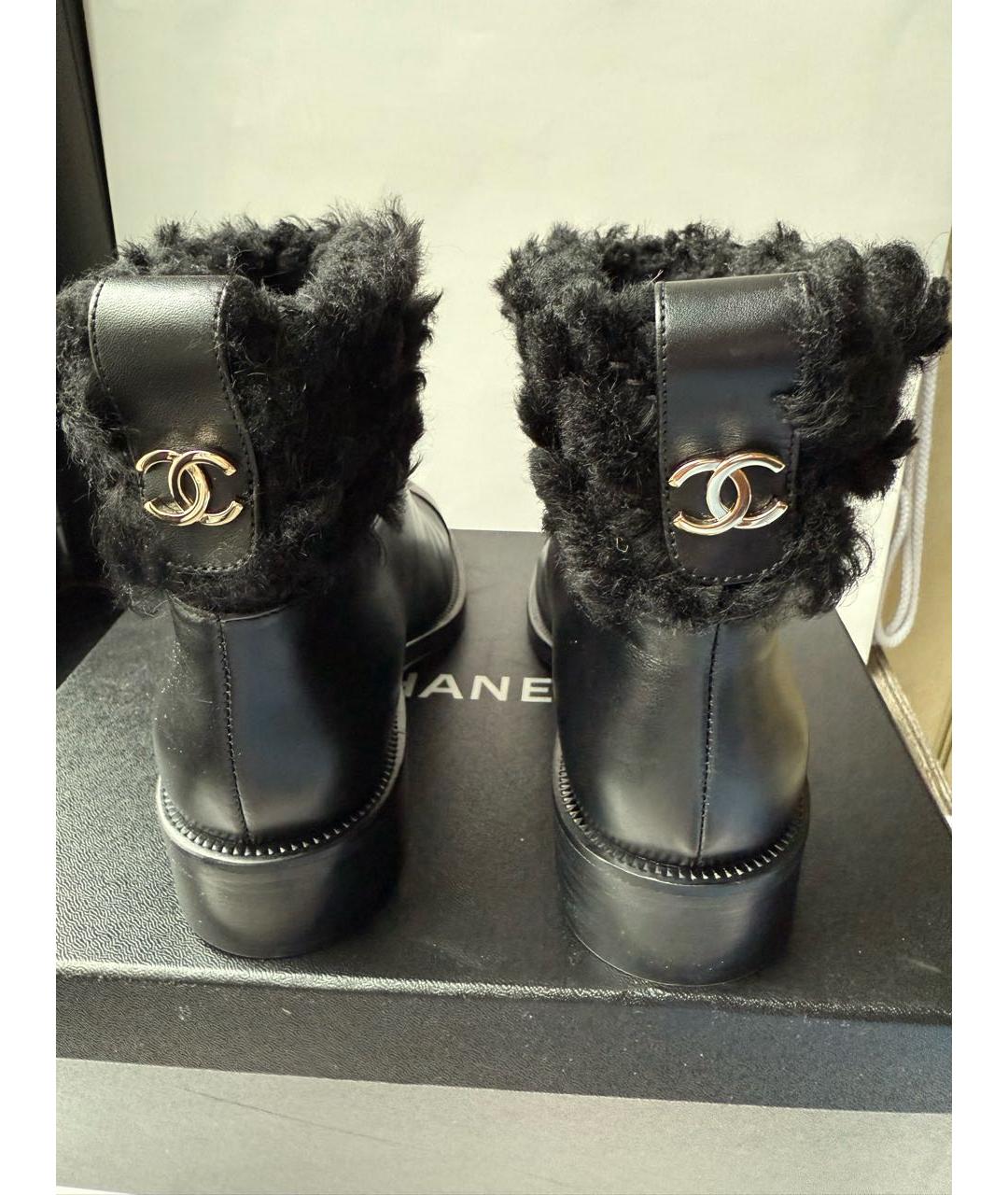 CHANEL Черные кожаные ботинки, фото 4