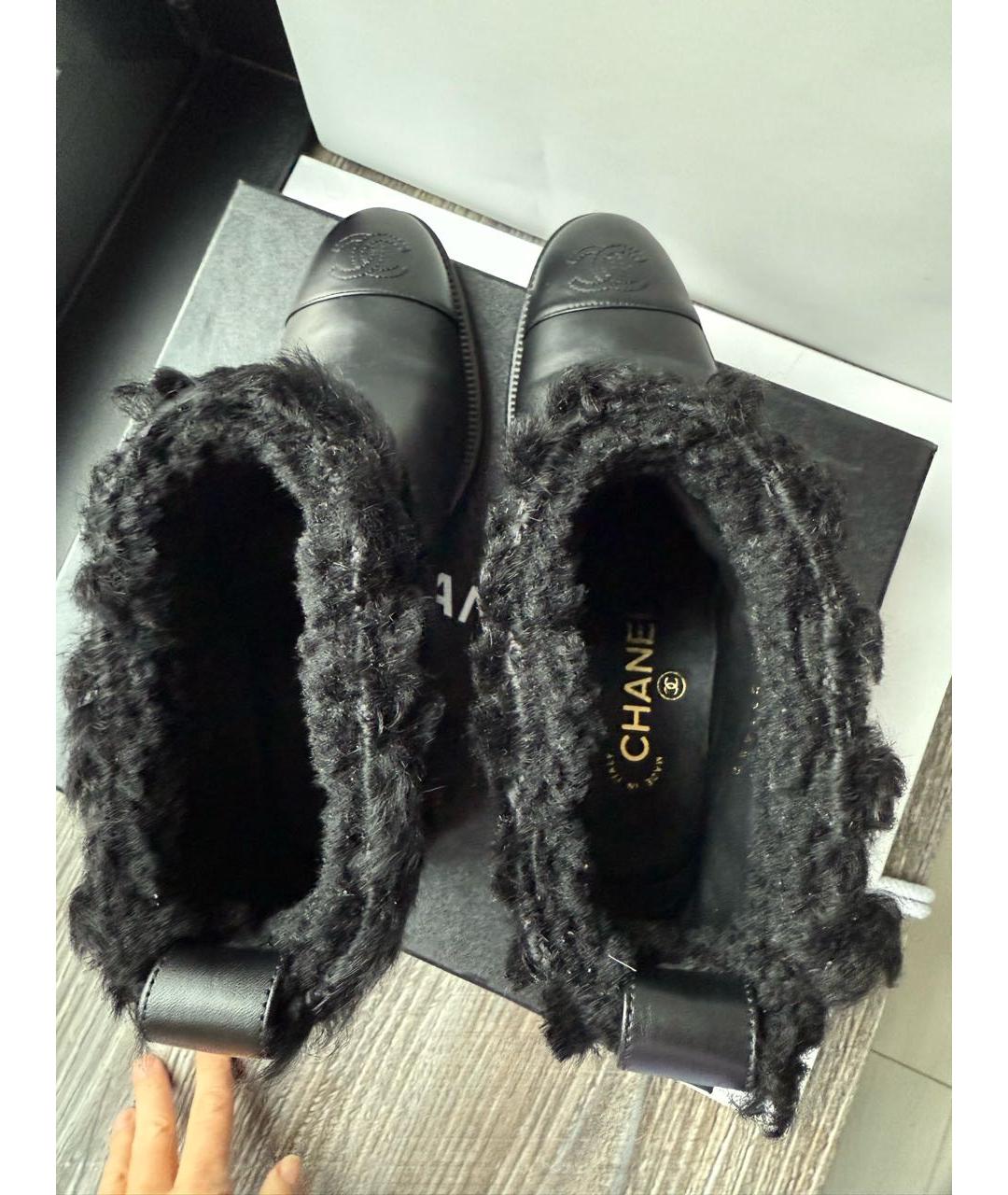 CHANEL Черные кожаные ботинки, фото 3