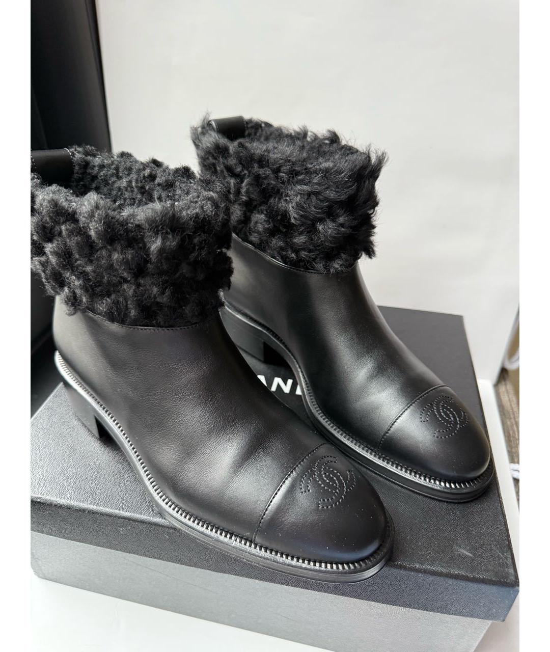 CHANEL Черные кожаные ботинки, фото 2