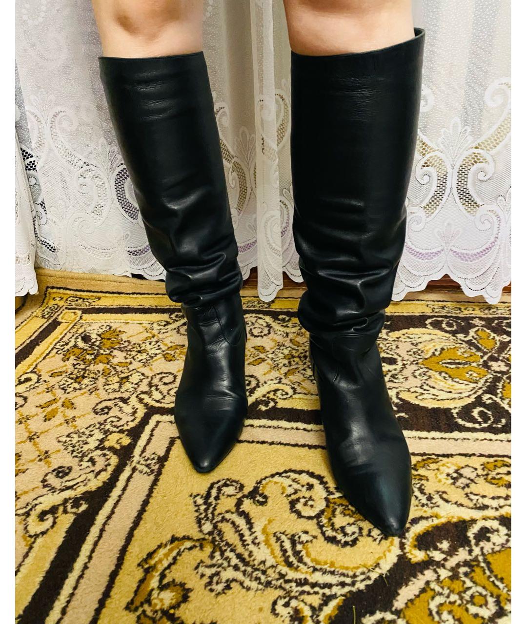 CHANEL Черные кожаные сапоги, фото 2