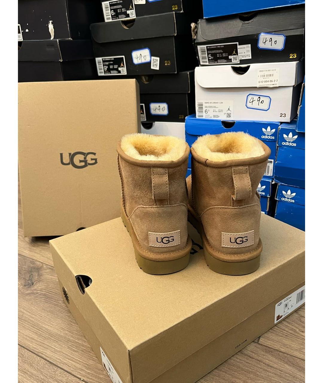 UGG AUSTRALIA Бежевые замшевые сапоги, фото 3