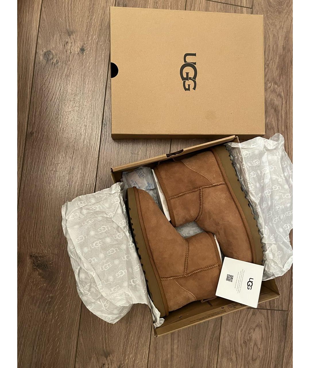 UGG AUSTRALIA Бежевые замшевые сапоги, фото 4