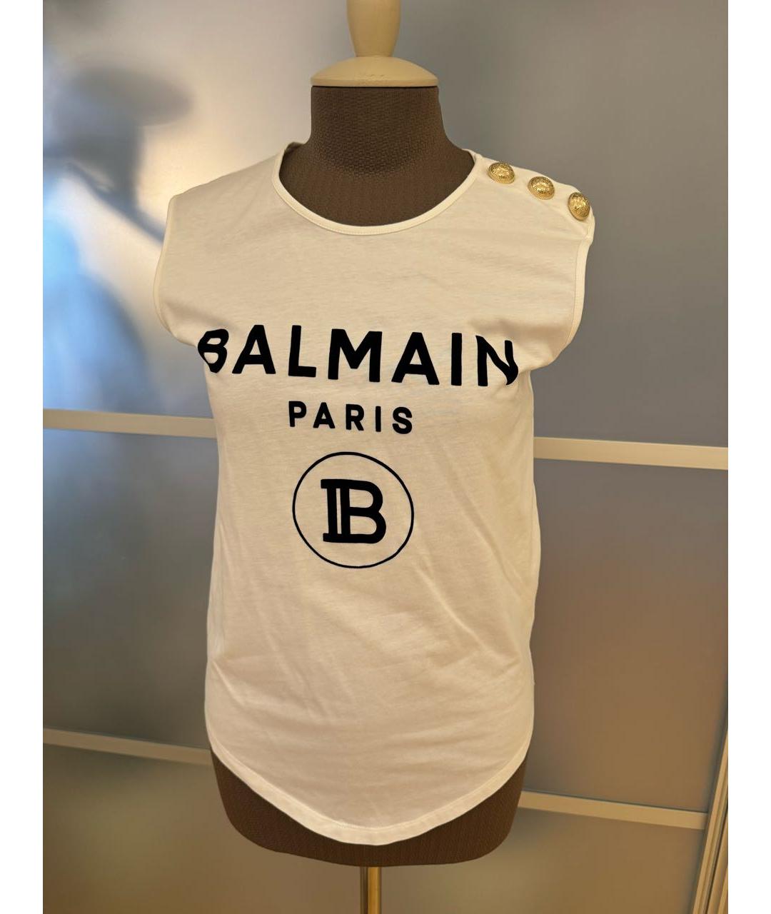 BALMAIN Белая хлопковая майка, фото 8