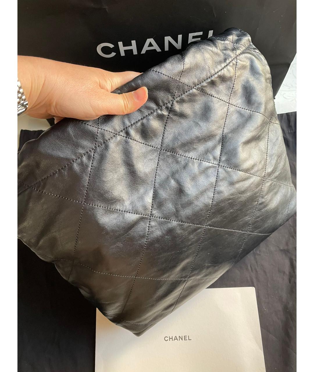 CHANEL Черная кожаная сумка тоут, фото 4