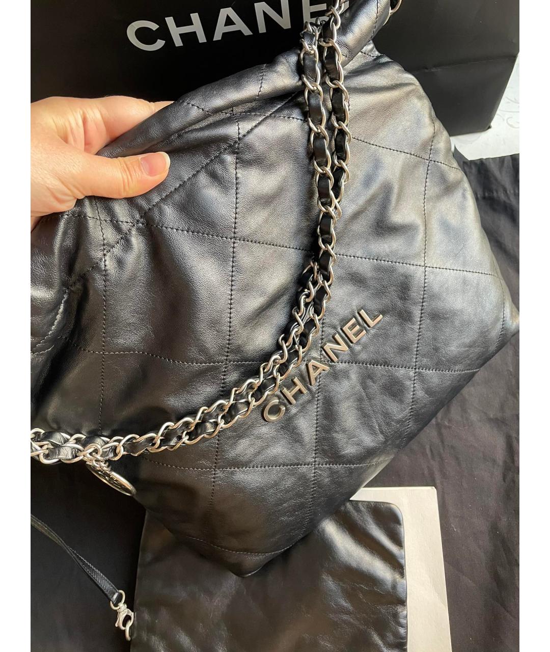CHANEL Черная кожаная сумка тоут, фото 3