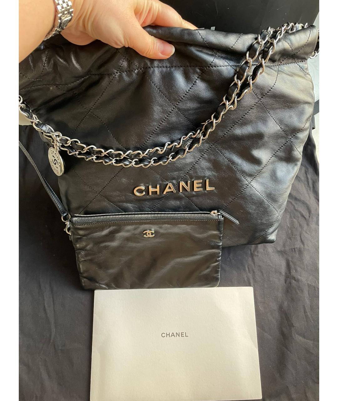 CHANEL Черная кожаная сумка тоут, фото 2