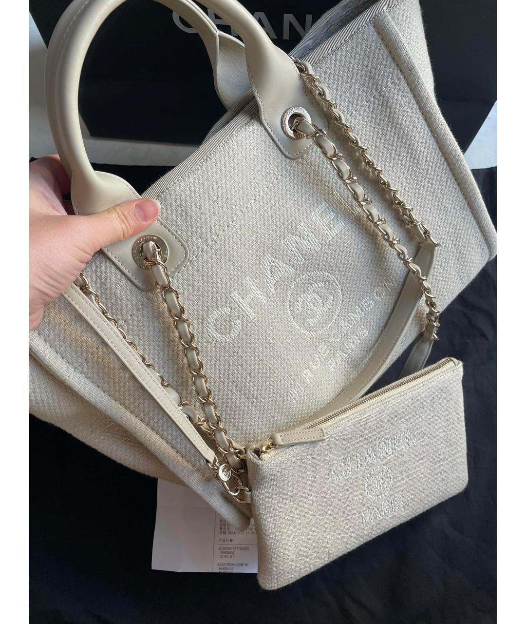 CHANEL Бежевая деним сумка тоут, фото 2