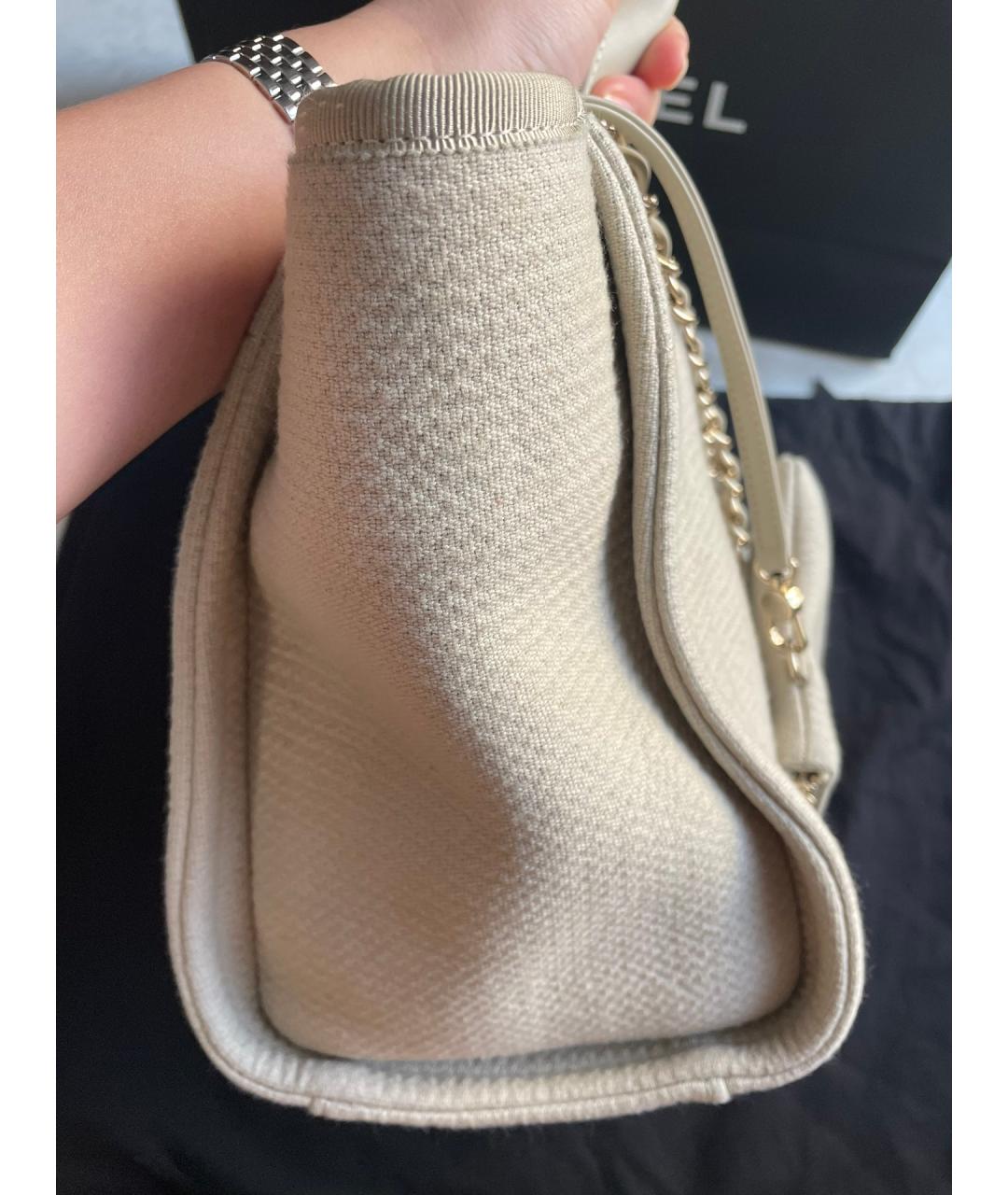 CHANEL Бежевая деним сумка тоут, фото 5