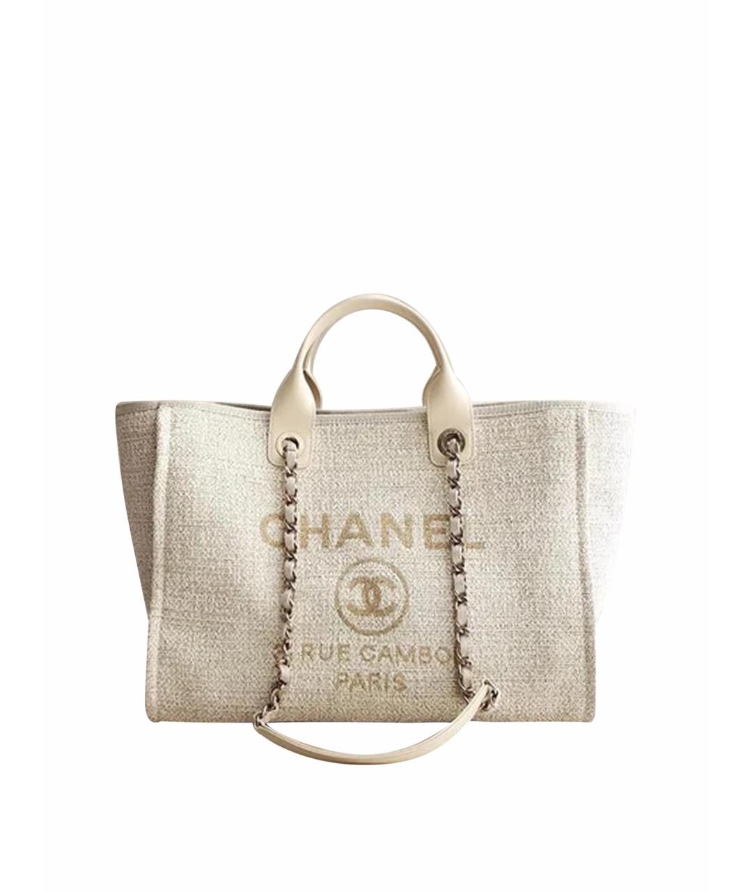 CHANEL Бежевая деним сумка тоут, фото 1