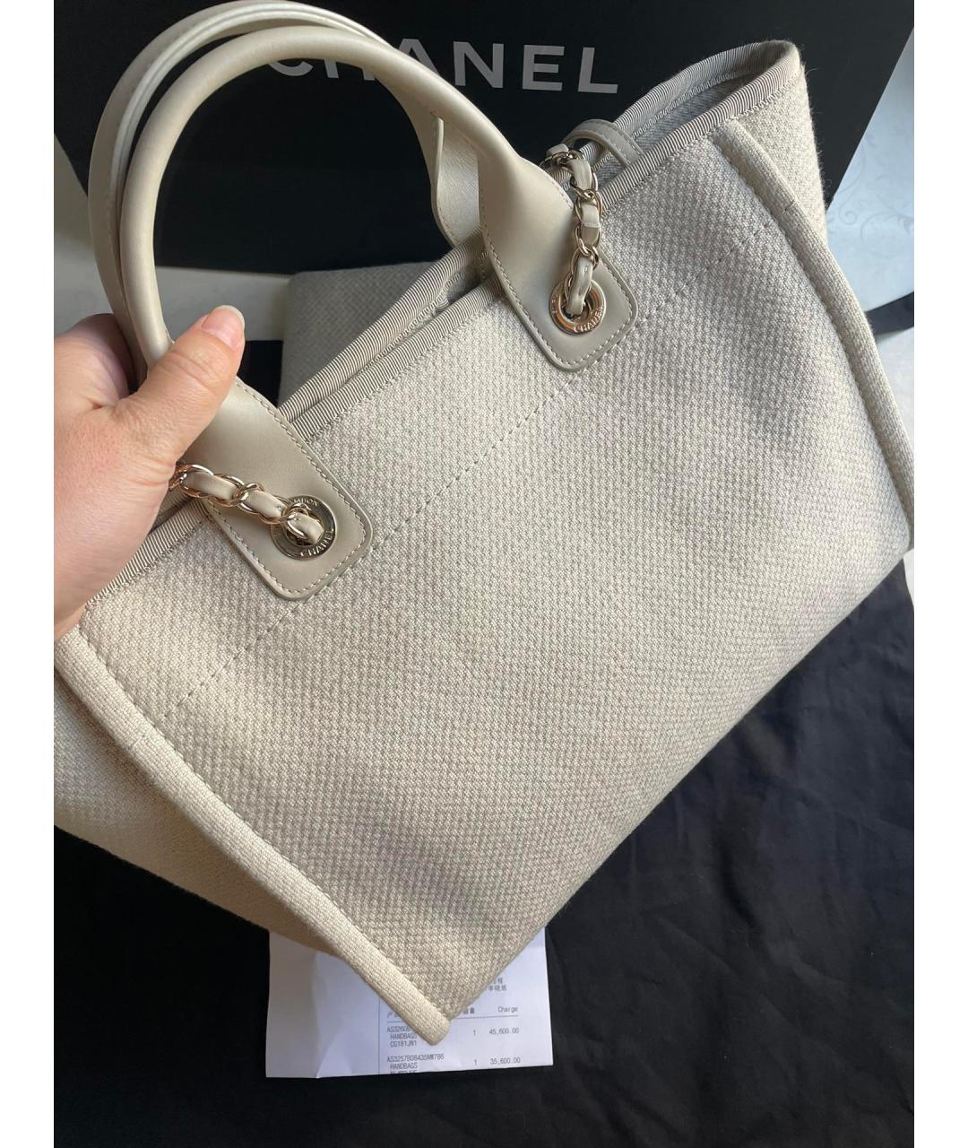 CHANEL Бежевая деним сумка тоут, фото 3