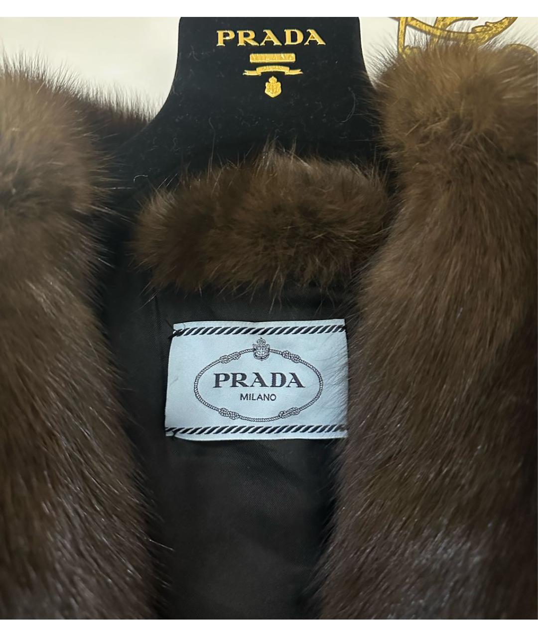 PRADA Коричневая меховая шуба, фото 3