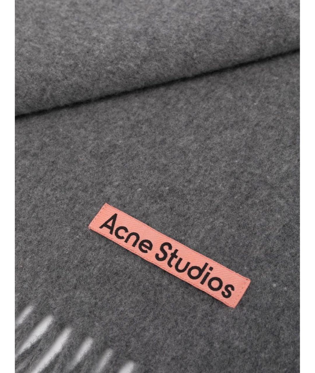 ACNE STUDIOS Серый шерстяной шарф, фото 2