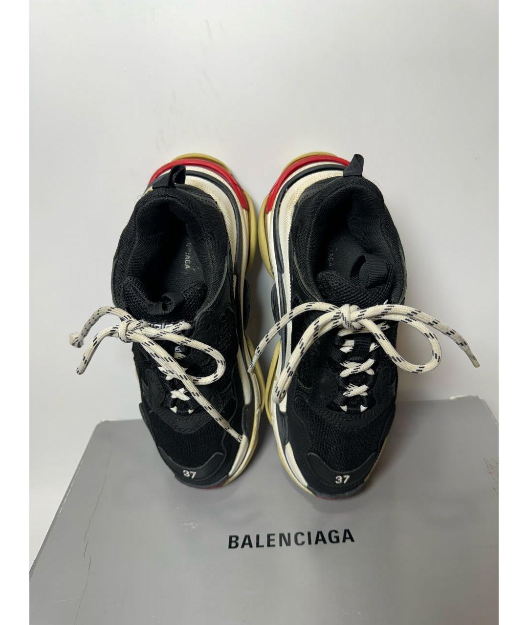 BALENCIAGA Черные кожаные кроссовки, фото 3