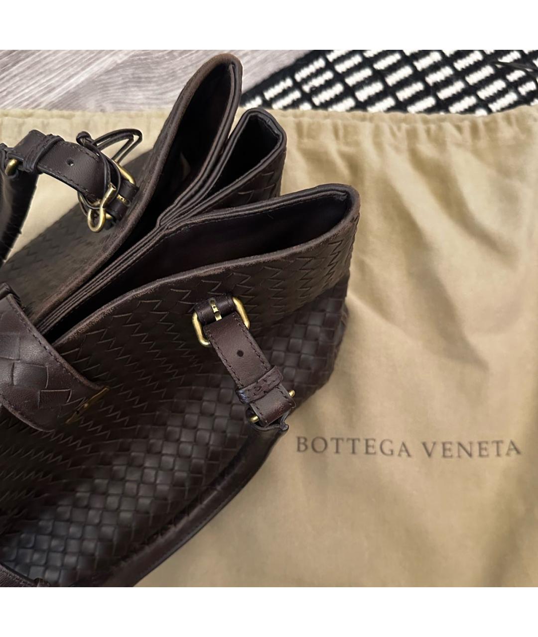 BOTTEGA VENETA Коричневая кожаная сумка с короткими ручками, фото 4