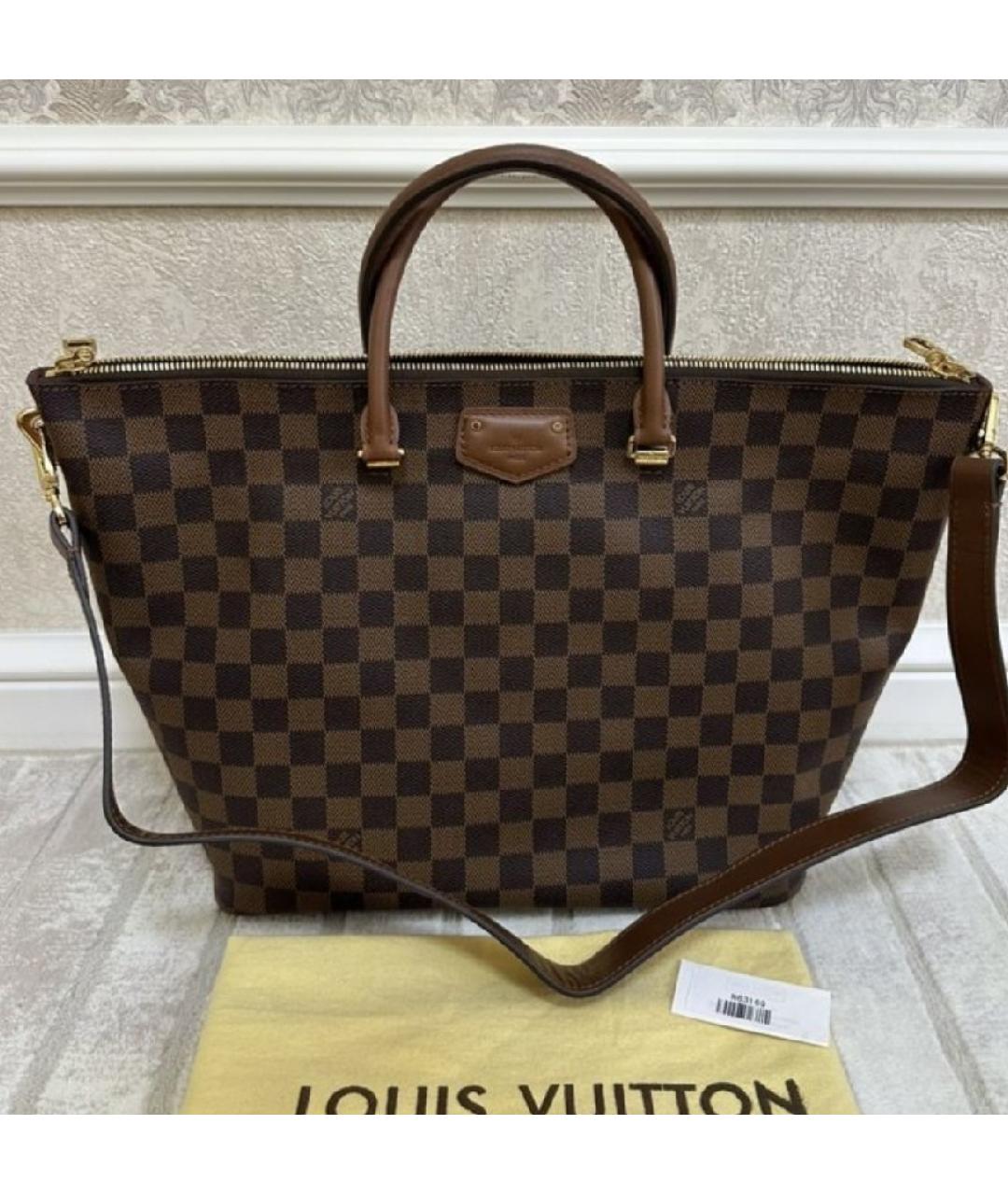 LOUIS VUITTON Коричневая кожаная сумка тоут, фото 10