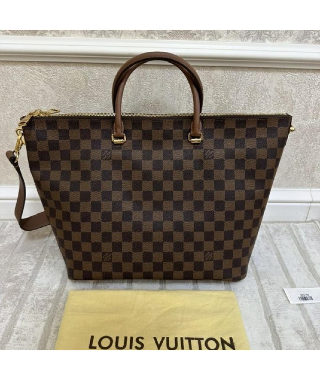 LOUIS VUITTON Коричневая кожаная сумка тоут, фото 2