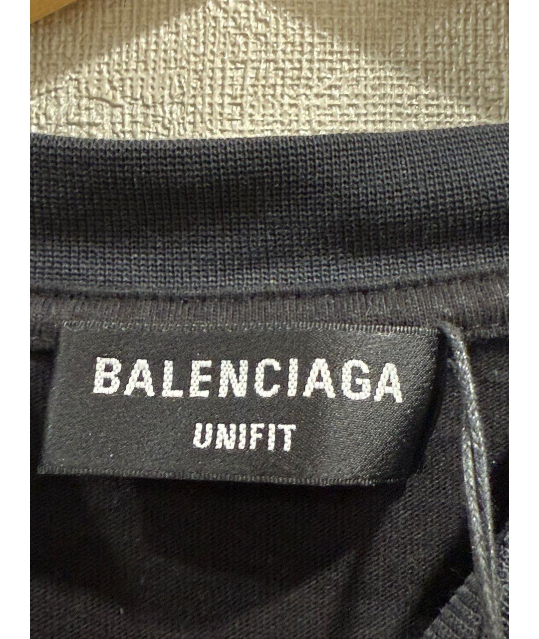 BALENCIAGA Черная хлопковая футболка, фото 3