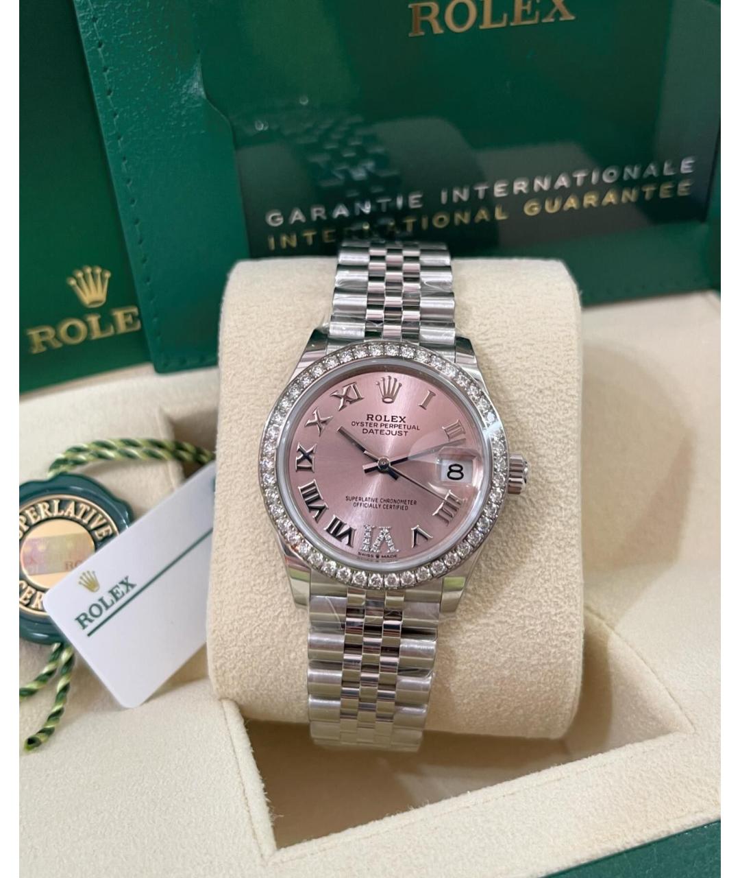 ROLEX Розовые часы из белого золота, фото 4