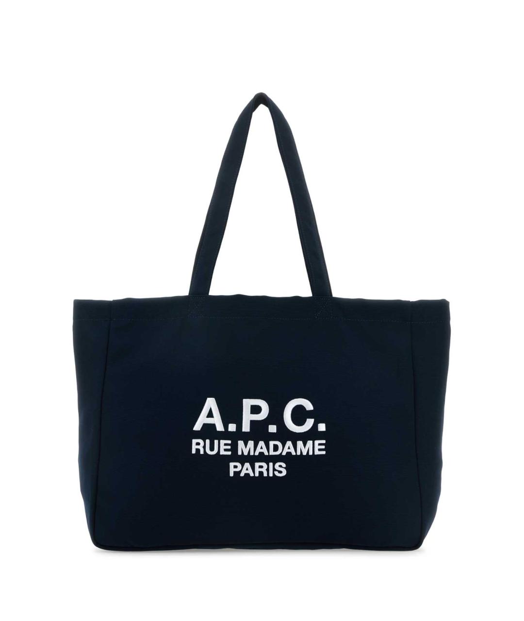 A.P.C. Темно-синяя синтетическая сумка тоут, фото 1