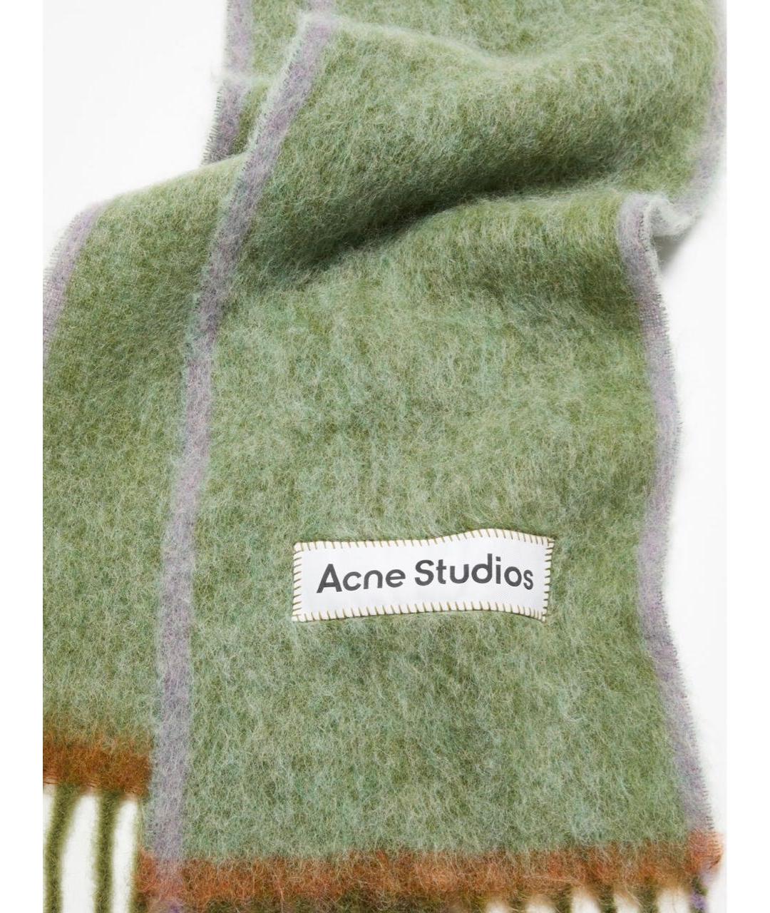 ACNE STUDIOS Зеленый шерстяной шарф, фото 3