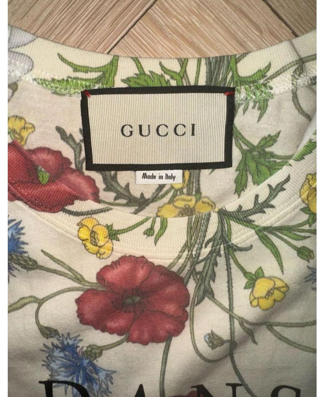 GUCCI Белая хлопковая футболка, фото 4