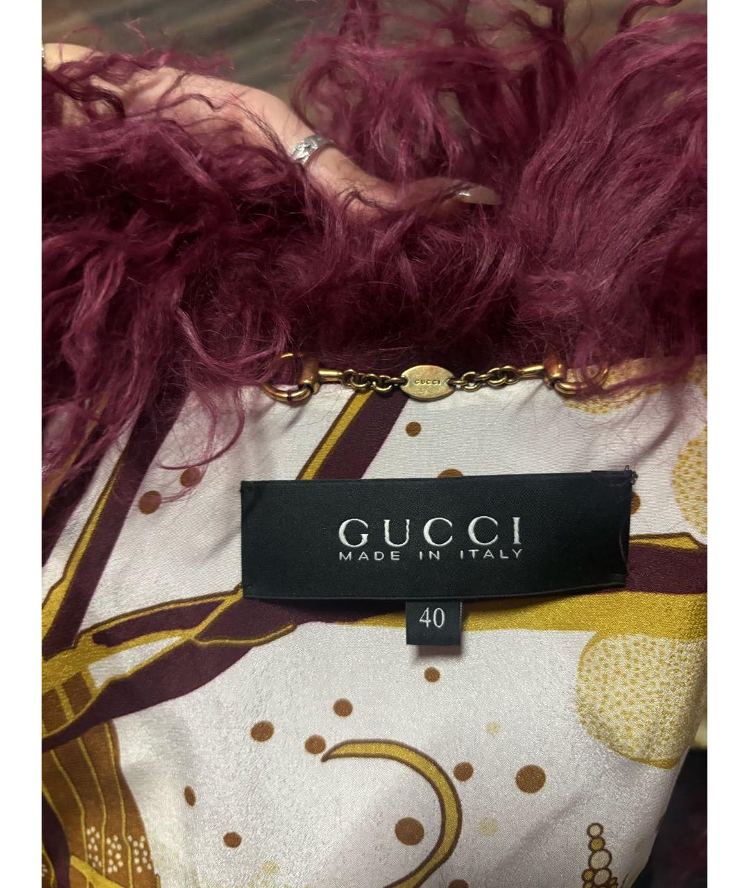 GUCCI Бордовый меховой жилет, фото 6