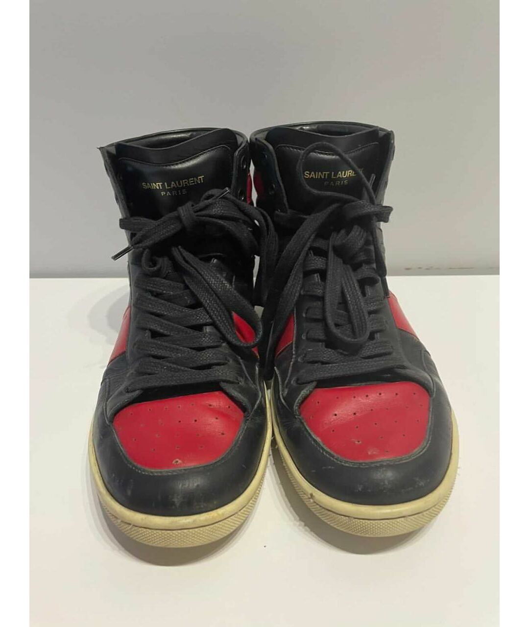 SAINT LAURENT Черные кожаные высокие кроссовки / кеды, фото 2