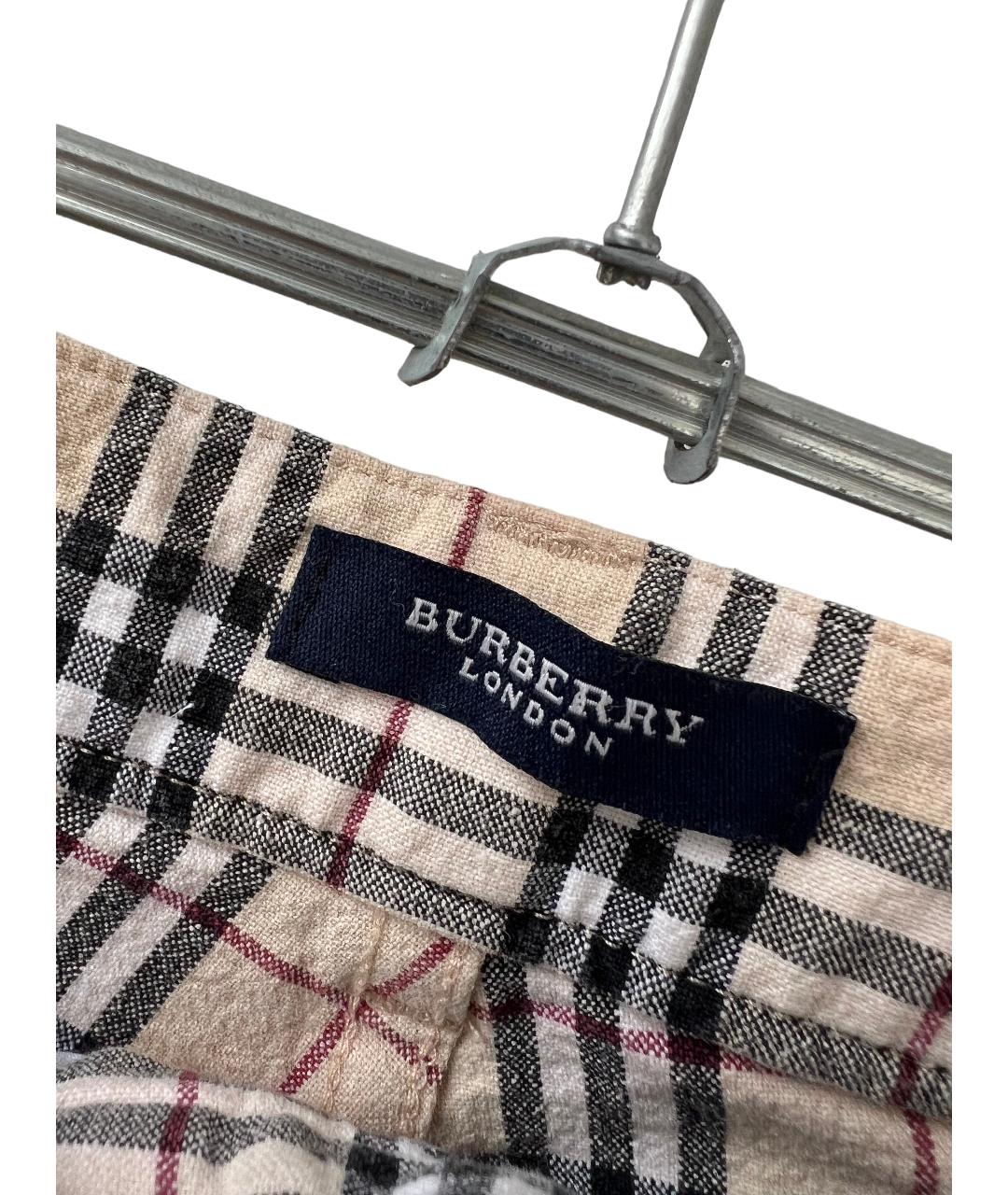 BURBERRY Бежевые хлопковые прямые брюки, фото 3