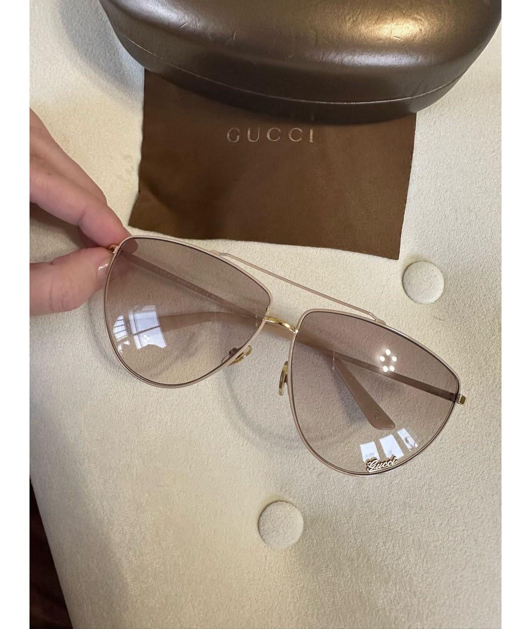 GUCCI Бежевые солнцезащитные очки, фото 2