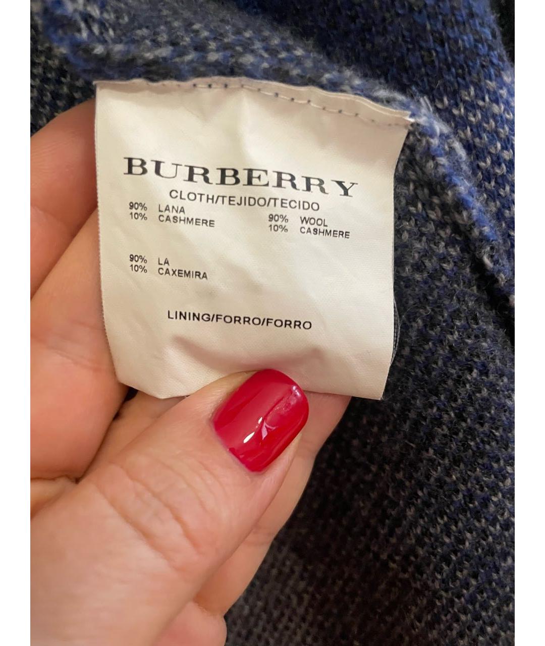 BURBERRY Синий шерстяной кардиган, фото 7